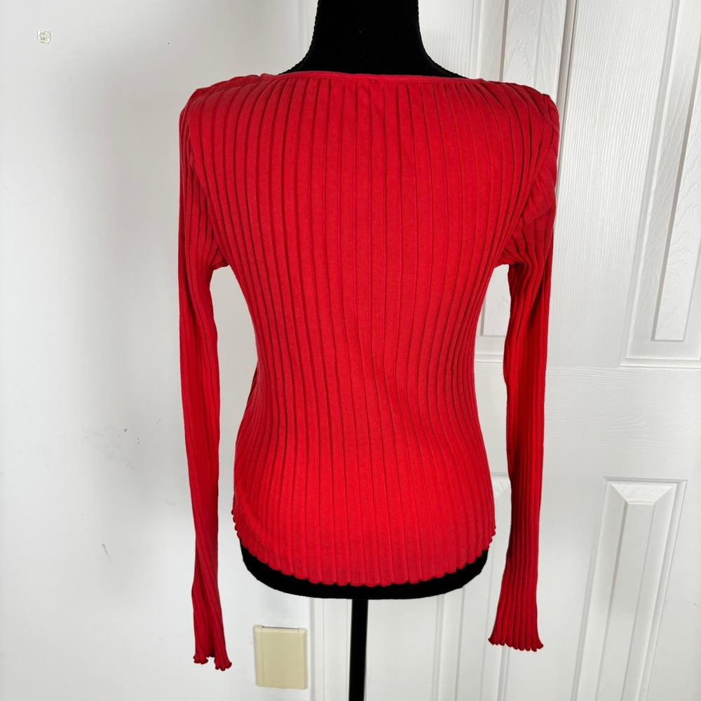 Free People Ribbed Red Button-Up Cardigan - Picture 2 of 6